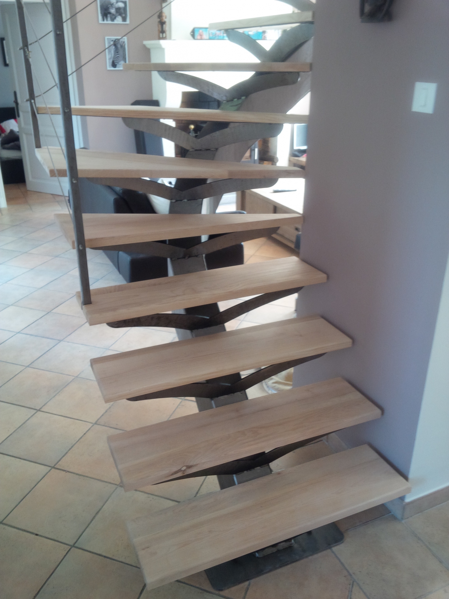 pose escalier sur mesure marches en bois