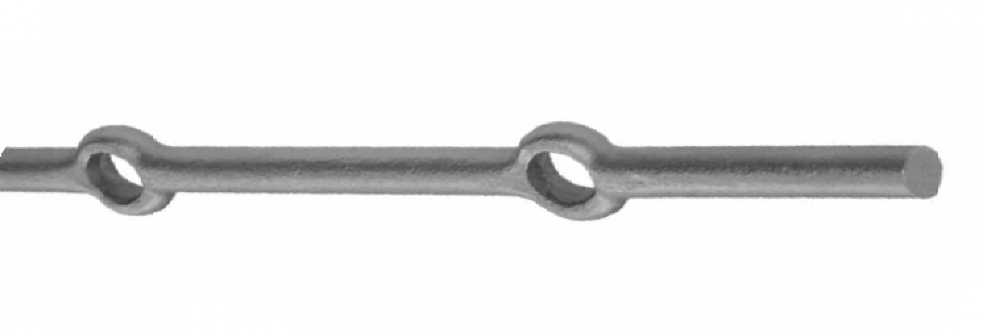 Barre fer forgé à trous renflés pour carré 14 mm - Grenaillée