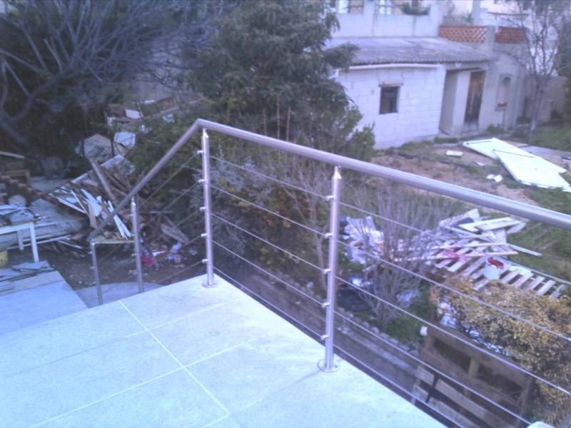 Garde-corps Inox cables et verre sur terrasse posé à Vendat