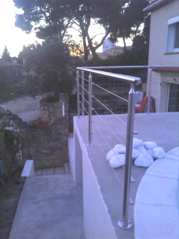 Garde corps Inox cables et verre sur terrasse région de Vichy